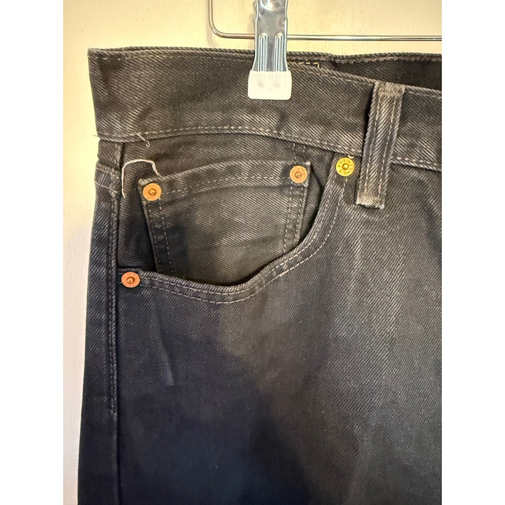 Levis 501 Original Fit Jeans Mens 35x34 Black Straight Leg Button Fly Denim - Picture 4 of 12